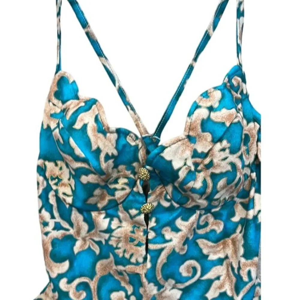 Vintage 80's Via Marina Once Piece Bathing Suit Size 12 - Picture 3 of 9